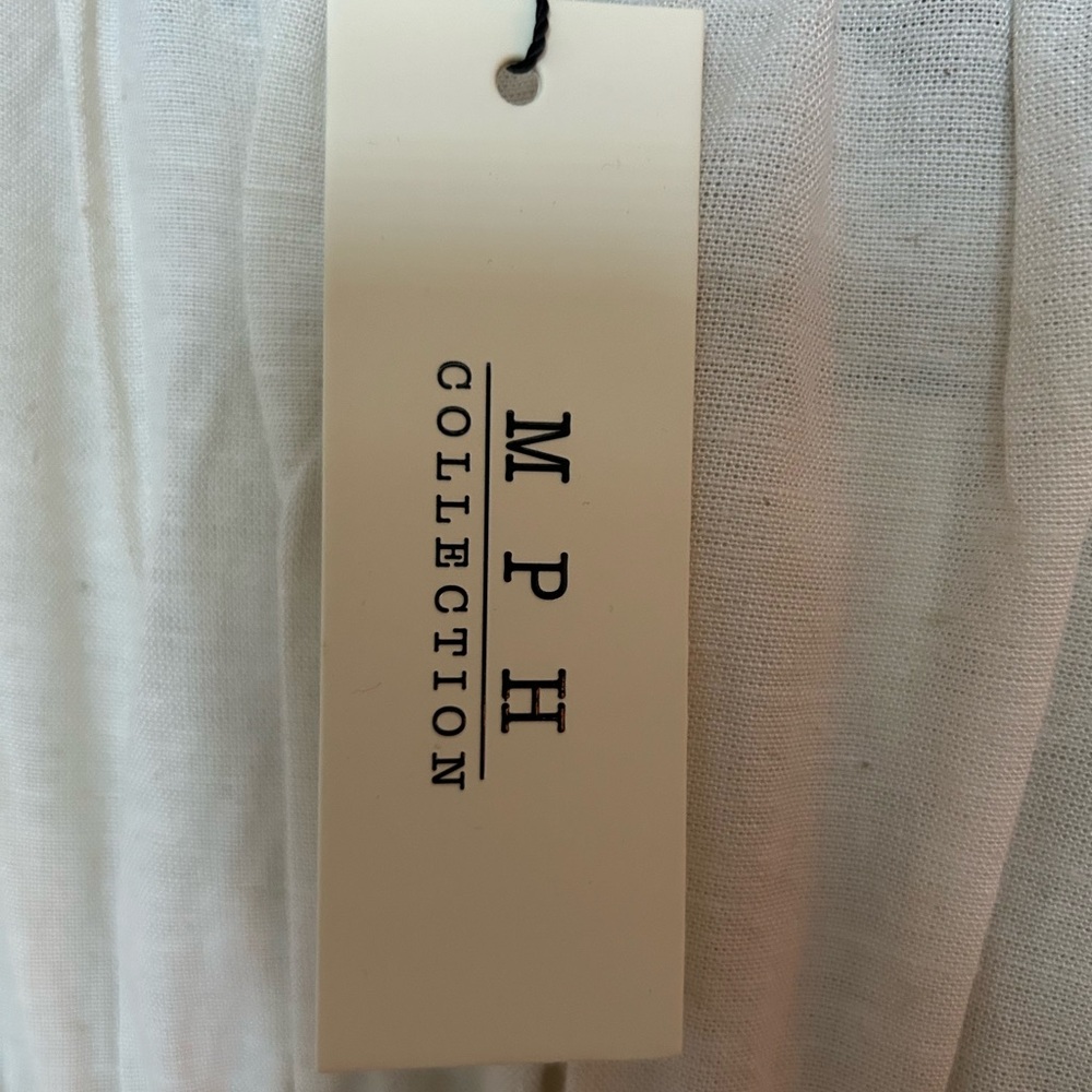M.P.H. Collection White Embroidered 100% Rayon puff Sleeve Maxi Dress Large NWT - Picture 7 of 10